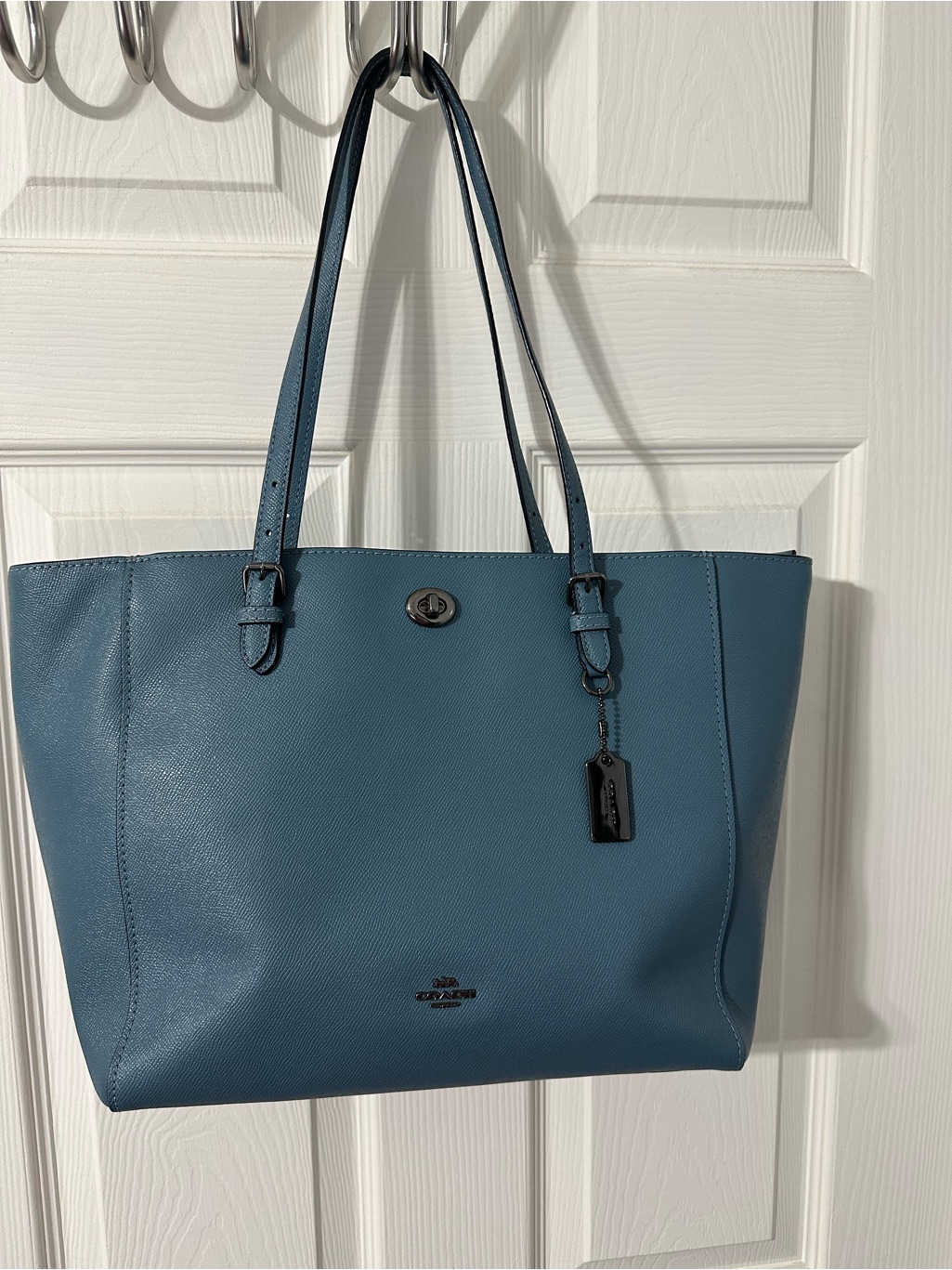 Coach Leather Tote In Teal